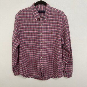 Ralph Lauren Button Down Long Sleeve Shirt Size XL Pink Tartan Plaid Pony Preppy